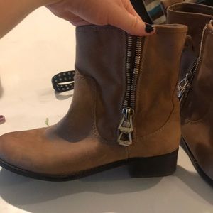 Tan booties size 7.5 real leather